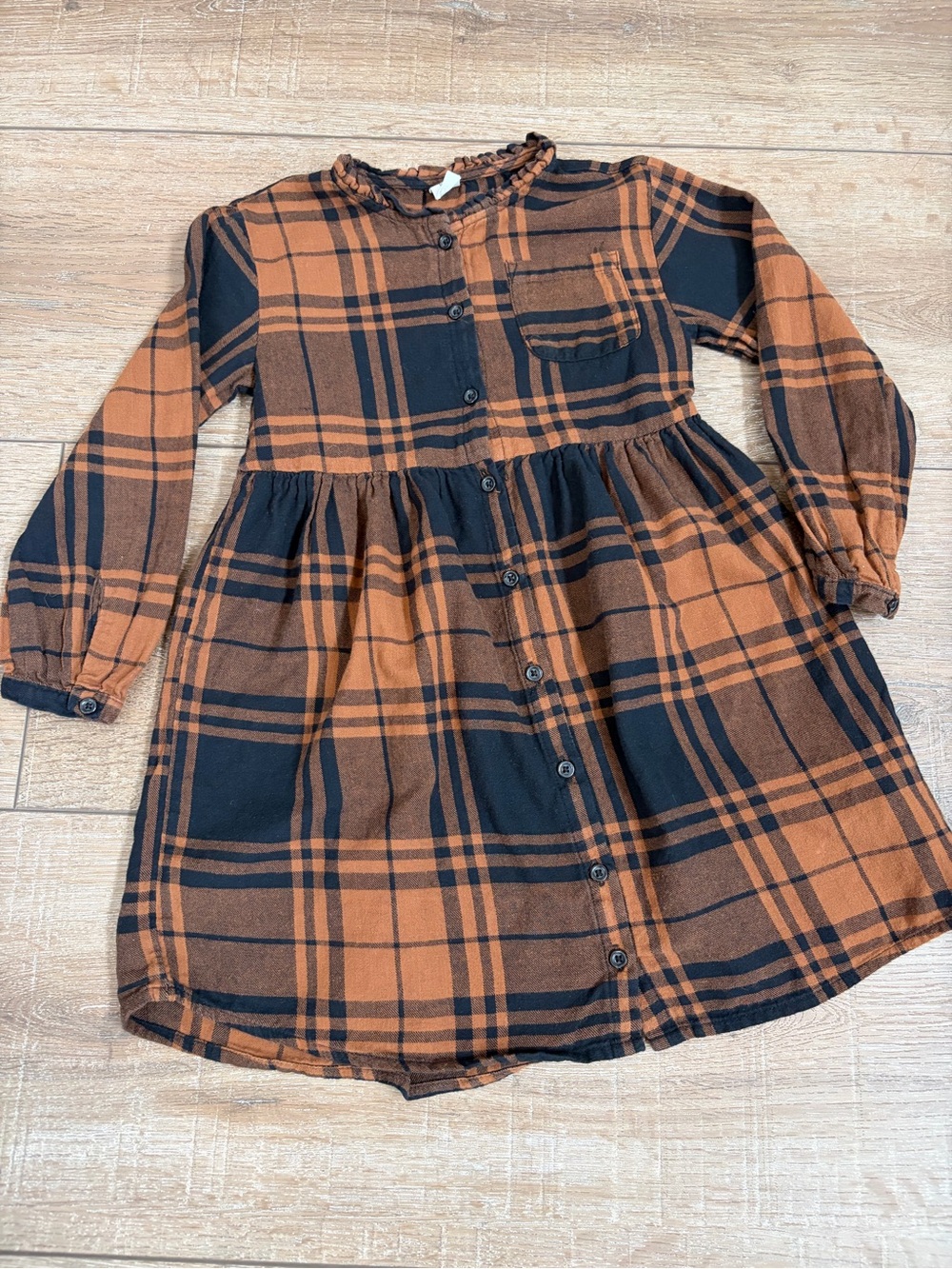 Baby Gap Girls 5T Brown Black Plaid Fall Dress Ruffle Collar